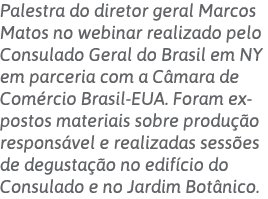 Palestra do diretor geral Marcos Matos no webinar realizado pelo Consulado Geral do Brasil em NY em parceria com a Câ   