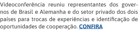 Videoconferência reuniu representantes dos governos de Brasil e Alemanha e do setor privado dos dois países para troc   